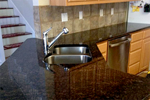Tan Brown Granite Kitchen with Under-mount Sink